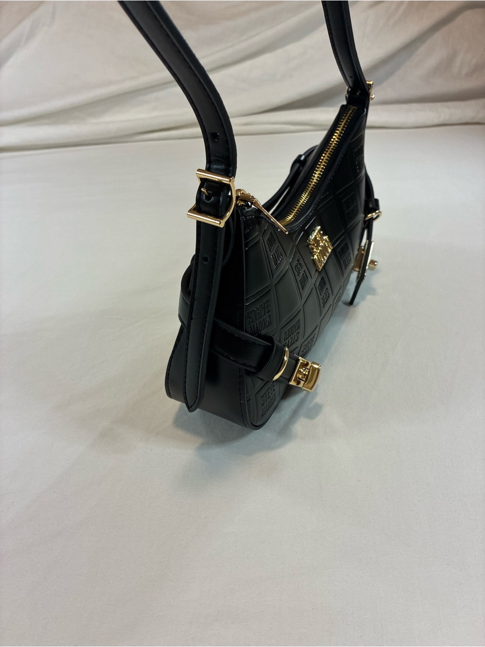 Steve Madden Black Quilted Mini Shoulder Bag with Gold Accents - Picture 4 of 11